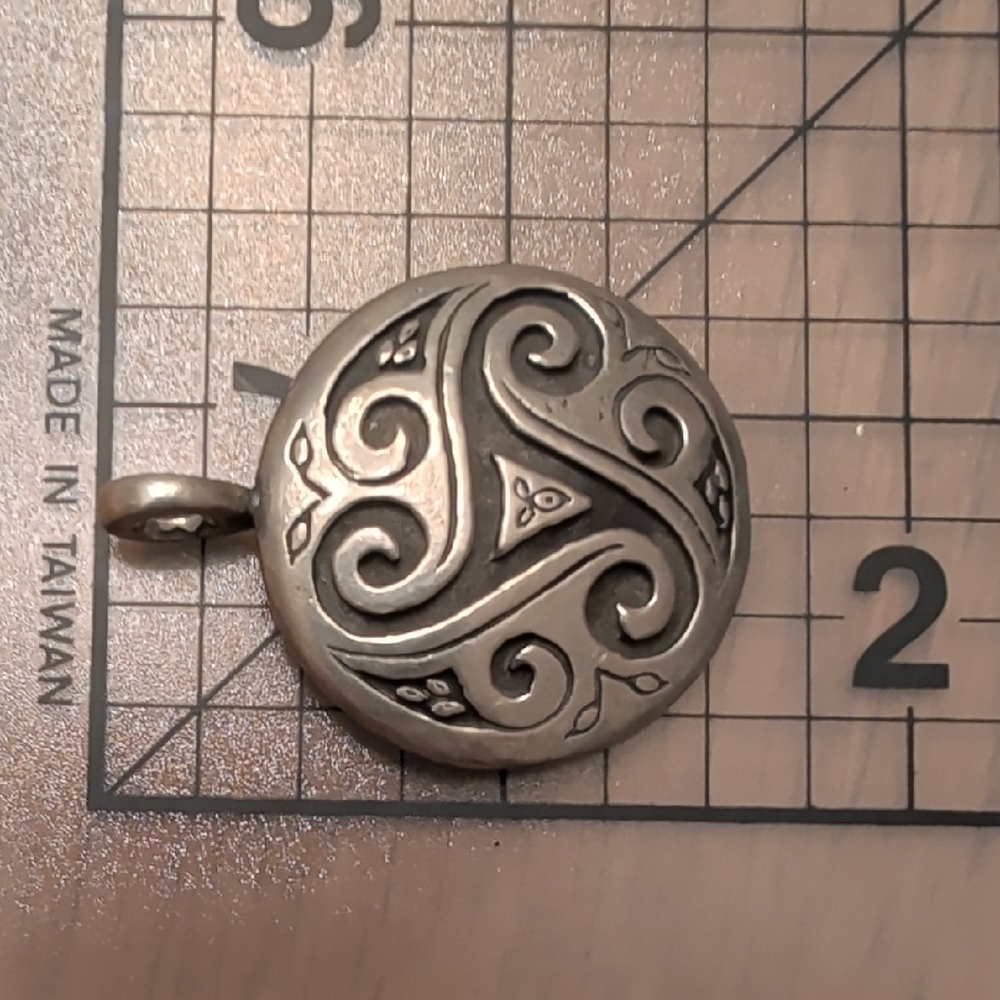 Triskele Shield Silver Tone Pendant - Picture 3 of 4